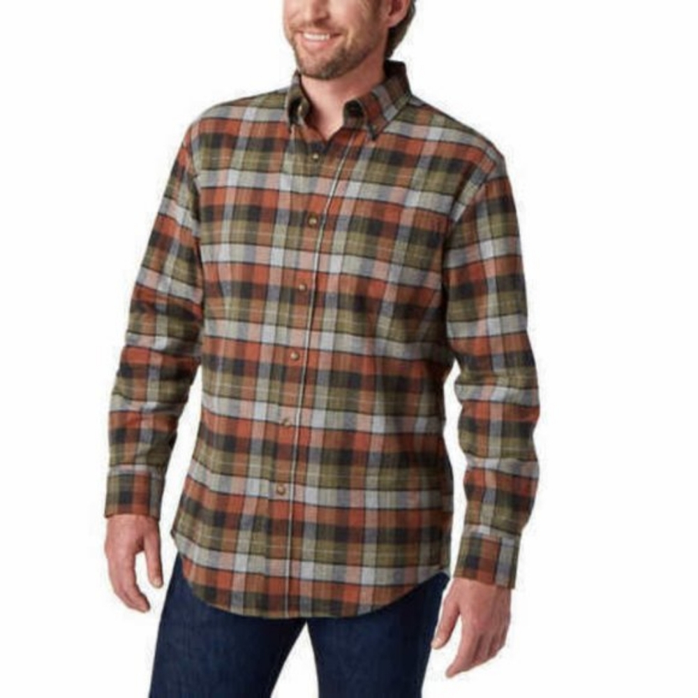 Pendleton men's flannel shirt long sleeve mason cotton large green black brown